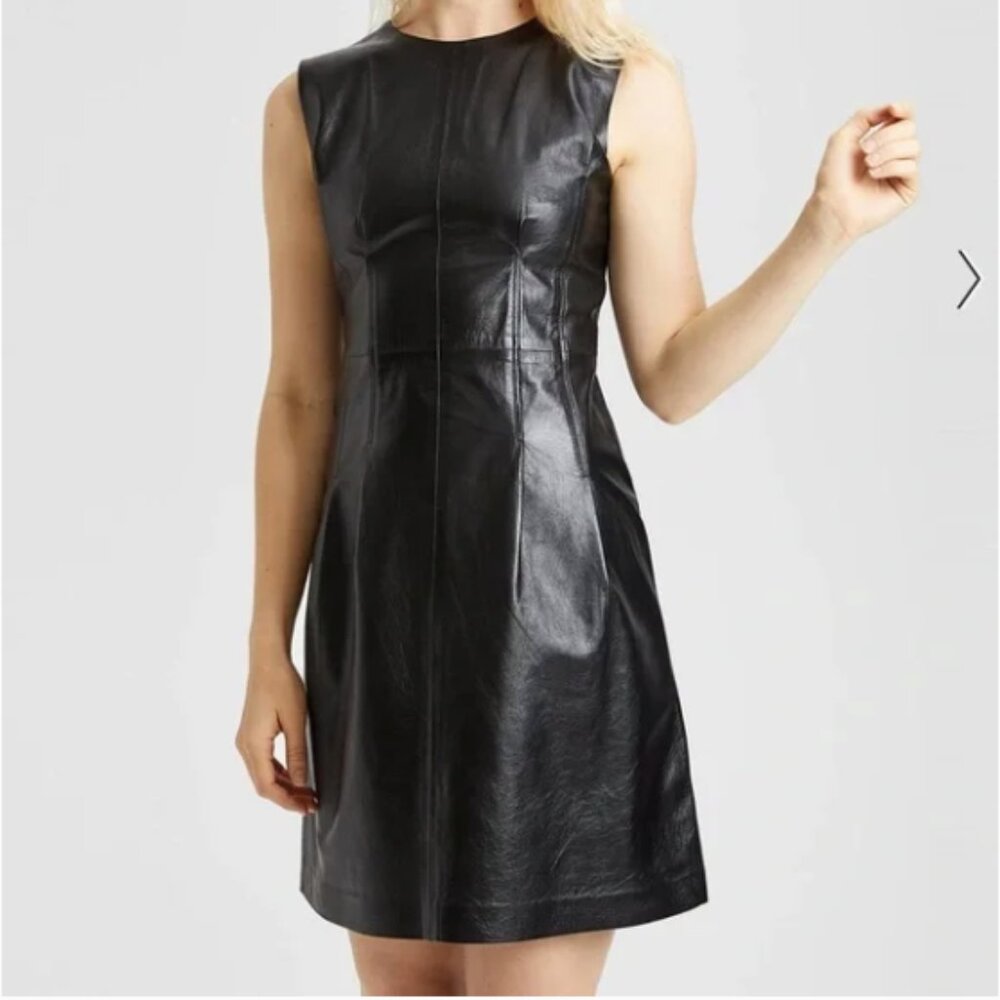 NWOT Theory leather darted dress